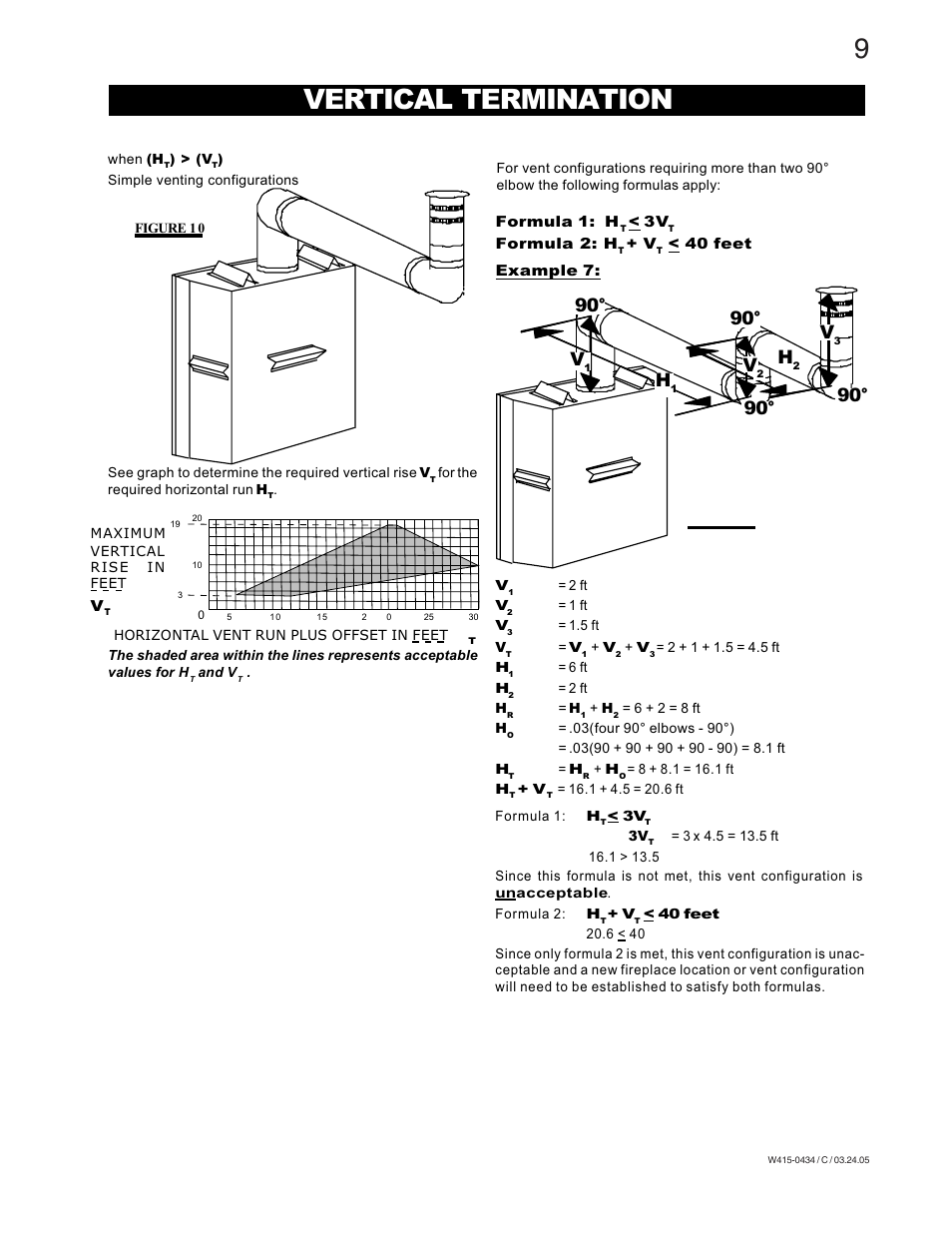 Vertical termination, 90° v | Napoleon Fireplaces GD70NT-S User Manual | Page 9 / 28