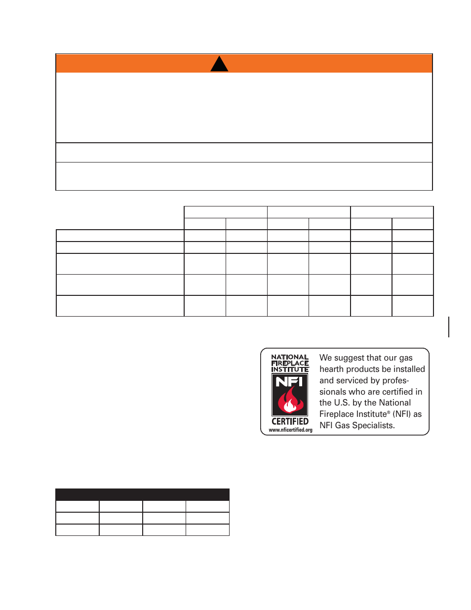 Warning | Napoleon Fireplaces GVFL30P User Manual | Page 6 / 24