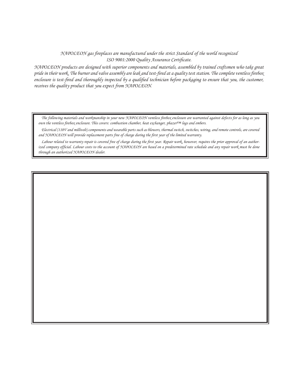 Conditions and limitations | Napoleon Fireplaces ZCVF36 User Manual | Page 3 / 12