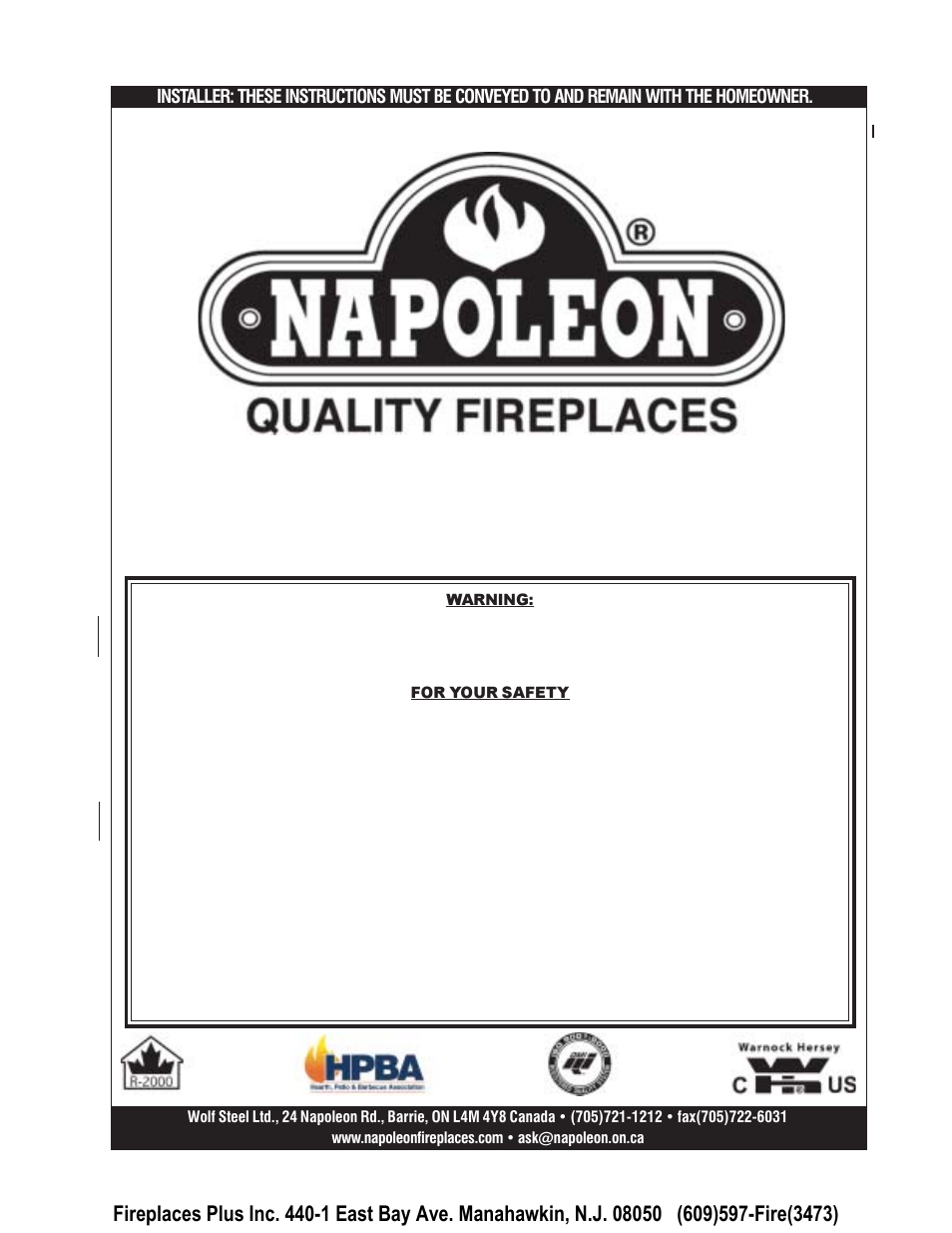 Napoleon Fireplaces EPI 1401 User Manual | 16 pages