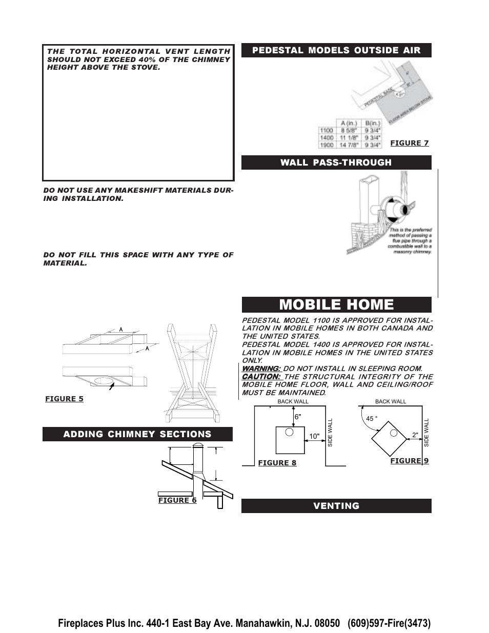 Mobile home | Napoleon Fireplaces EPI 1401 User Manual | Page 6 / 16