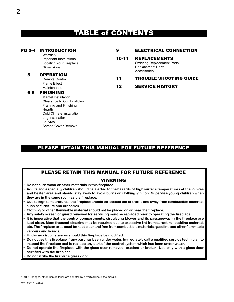 Napoleon Fireplaces EF36H User Manual | Page 2 / 12