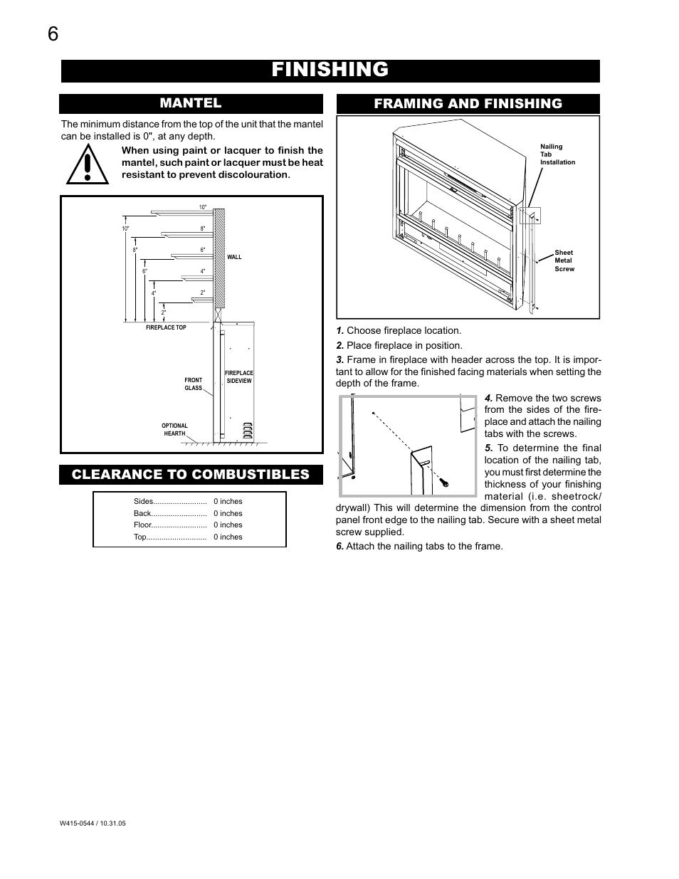 Finishing | Napoleon Fireplaces EF36H User Manual | Page 6 / 12
