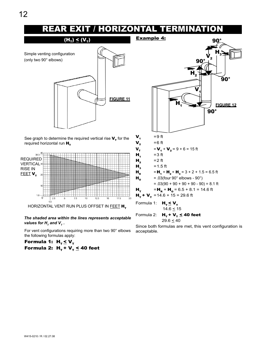 Rear exit / horizontal termination | Napoleon Fireplaces GD36PTR User Manual | Page 12 / 36