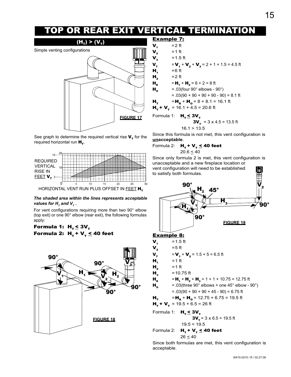 Top or rear exit vertical termination, 90° h | Napoleon Fireplaces GD36PTR User Manual | Page 15 / 36