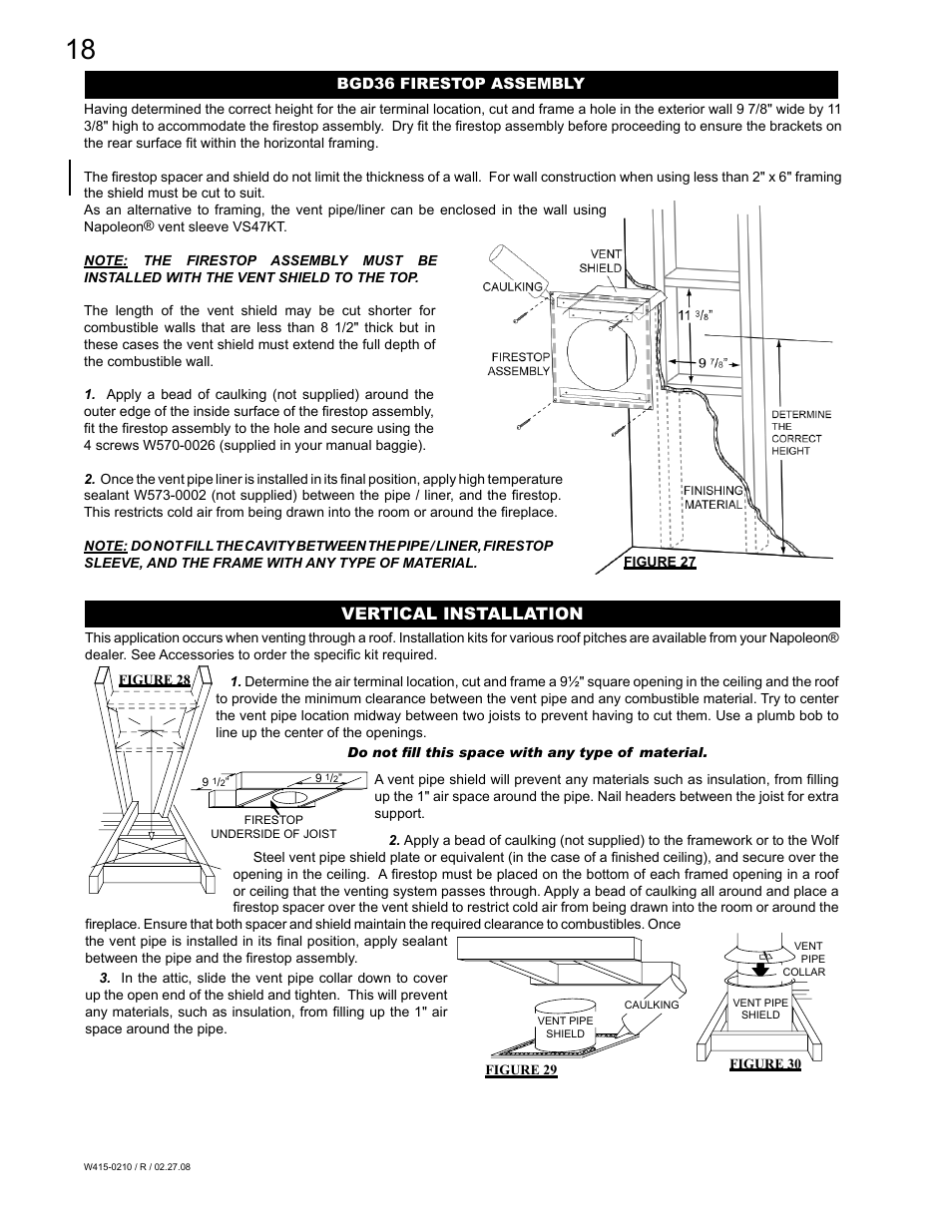 Vertical installation | Napoleon Fireplaces GD36PTR User Manual | Page 18 / 36