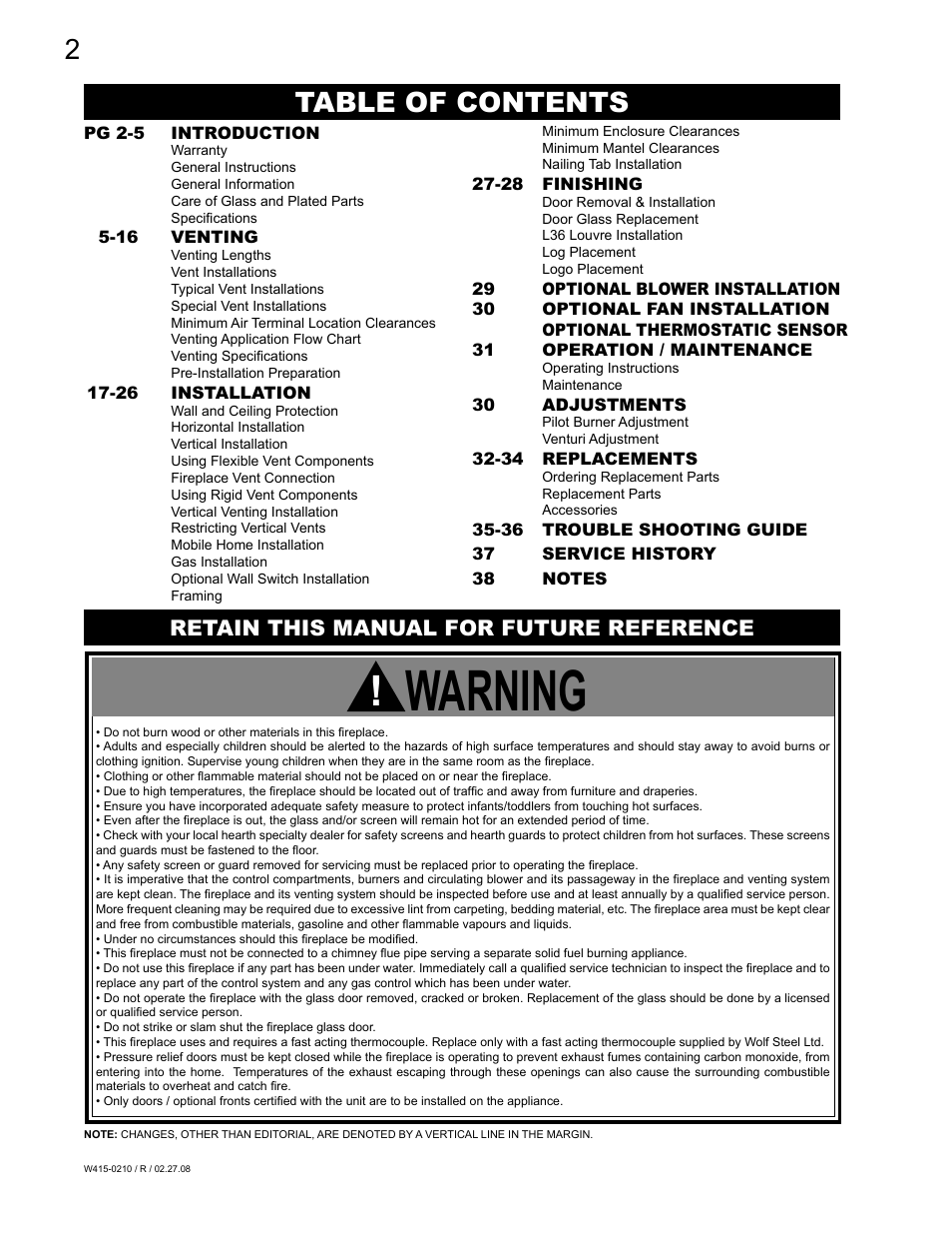 Napoleon Fireplaces GD36PTR User Manual | Page 2 / 36