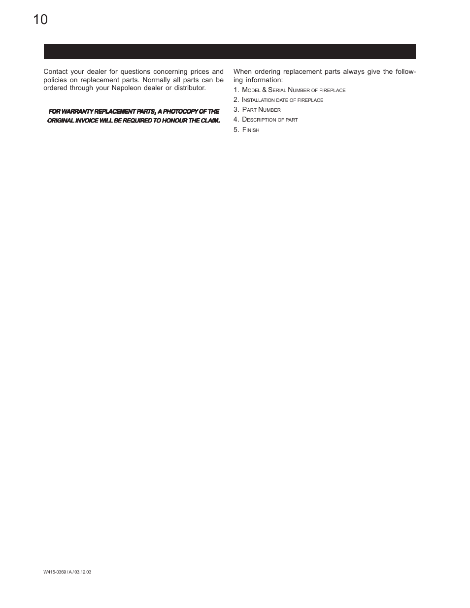 Napoleon Fireplaces GSS36P User Manual | Page 10 / 12