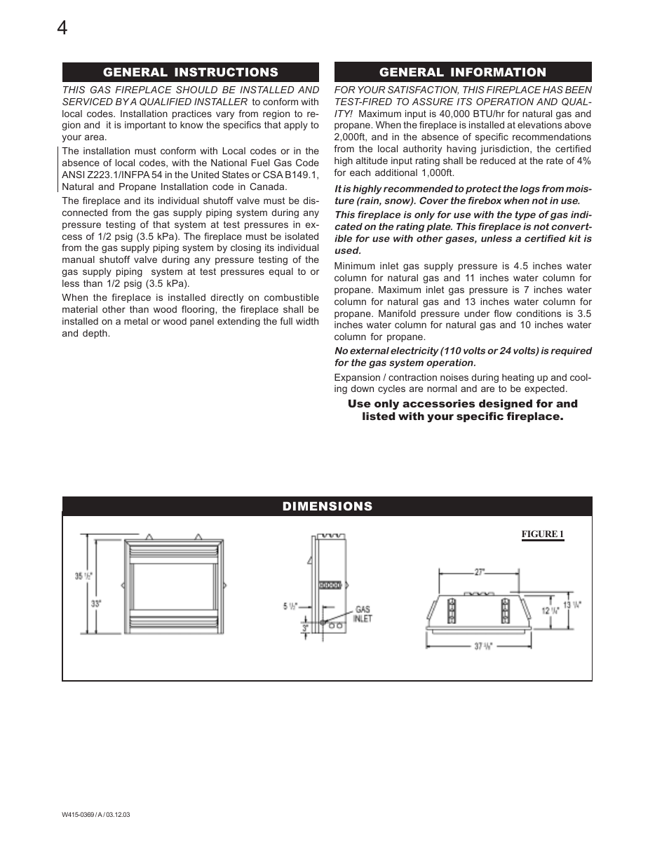 Napoleon Fireplaces GSS36P User Manual | Page 4 / 12