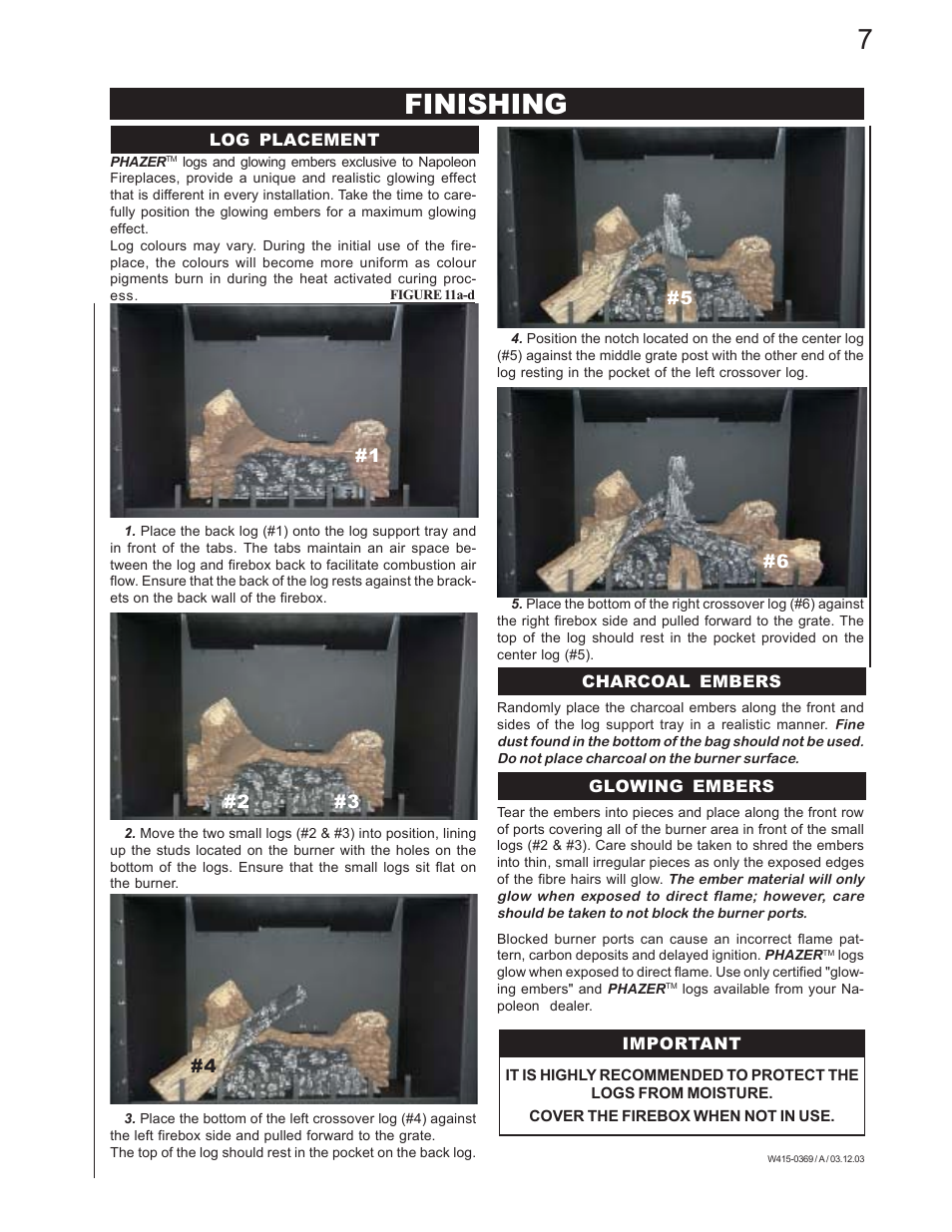 Finishing | Napoleon Fireplaces GSS36P User Manual | Page 7 / 12