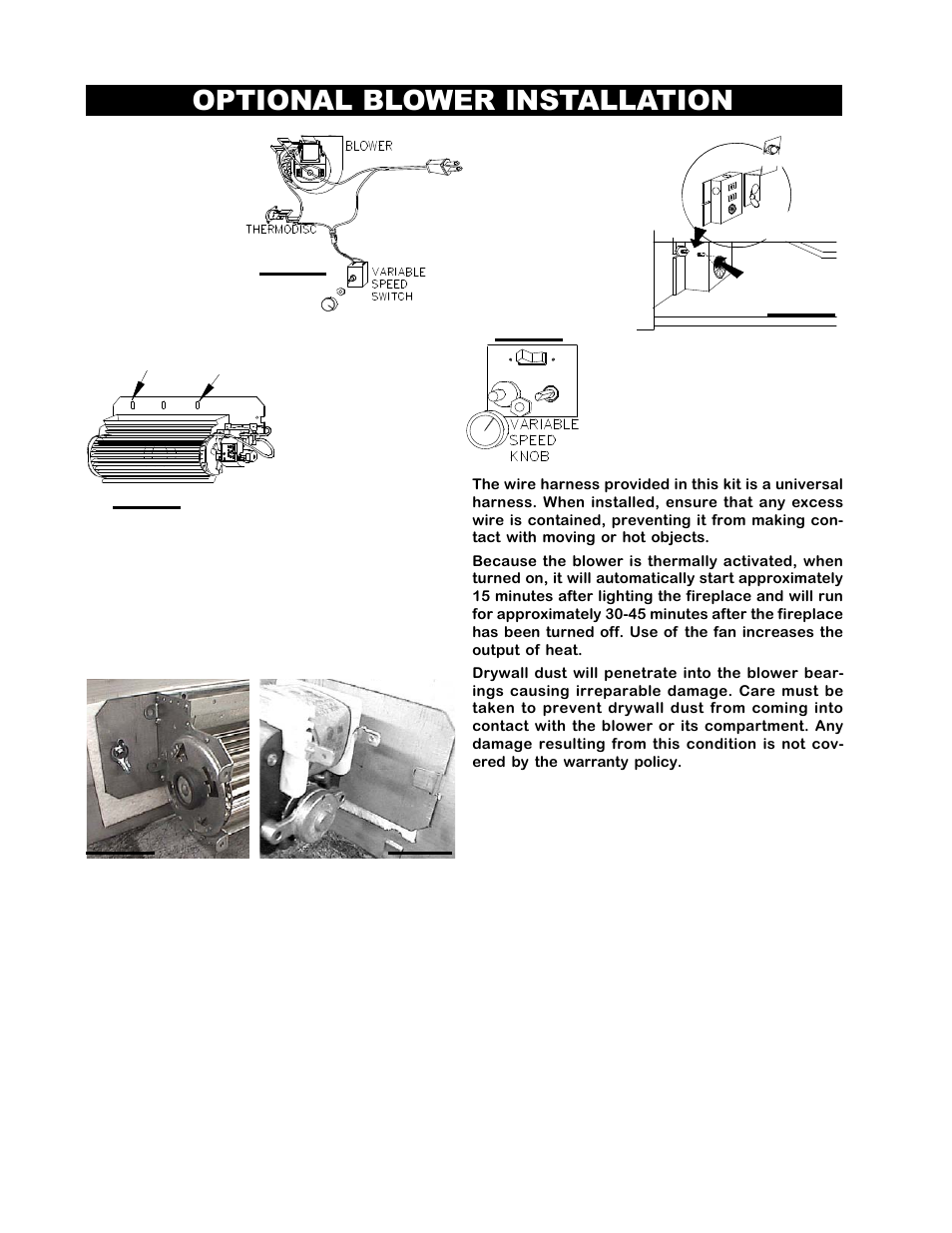 Optional blower installation, Ca b | Napoleon Fireplaces BGNV36P User Manual | Page 10 / 20