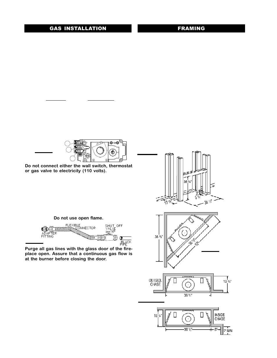 Gas installation framing | Napoleon Fireplaces BGNV36P User Manual | Page 6 / 20