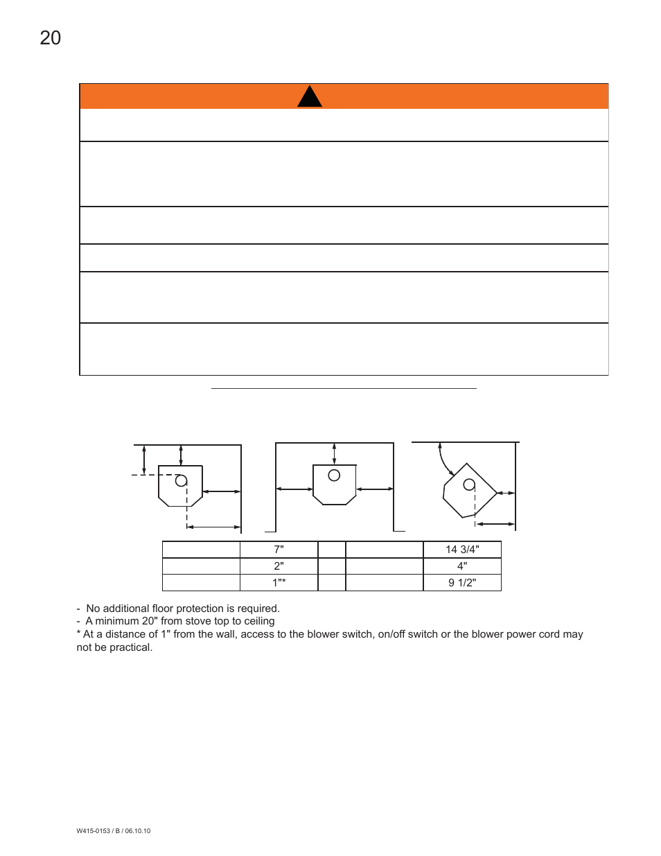 Warning, 0 installation | Napoleon Fireplaces GDS28P User Manual | Page 20 / 48