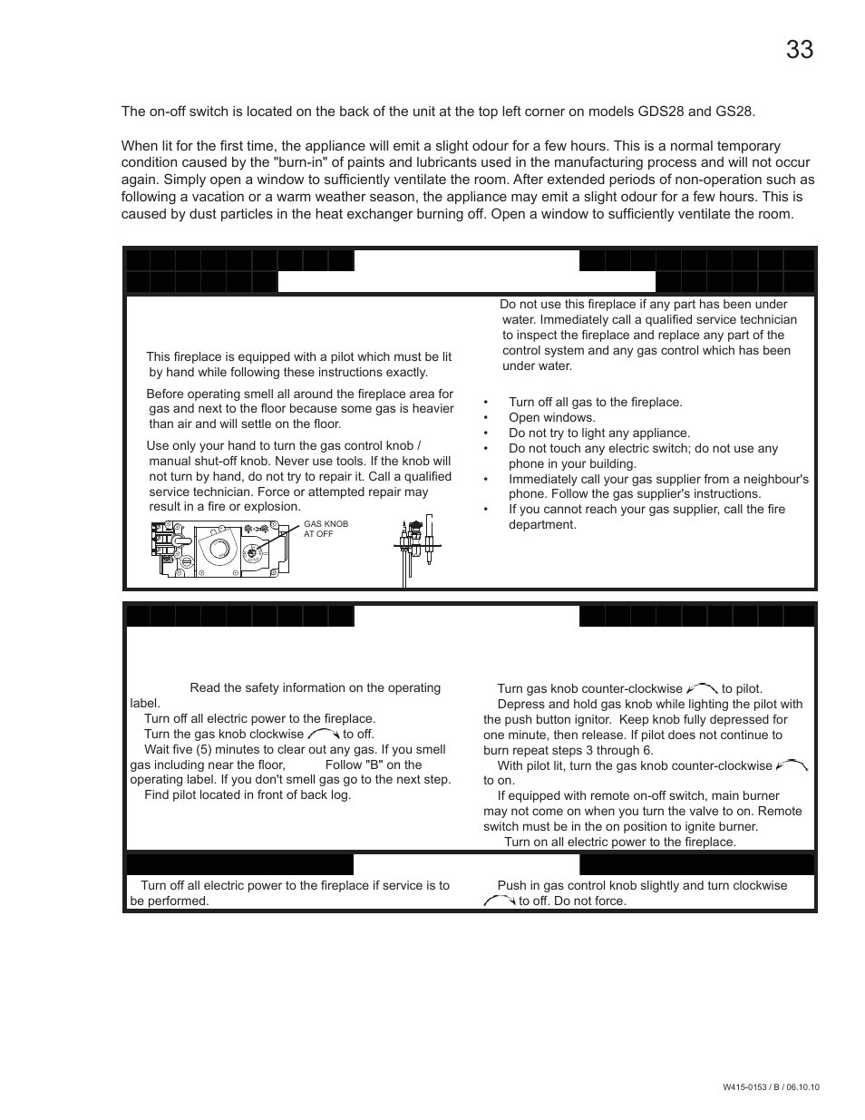 1 operating/lighting instructions | Napoleon Fireplaces GDS28P User Manual | Page 33 / 48