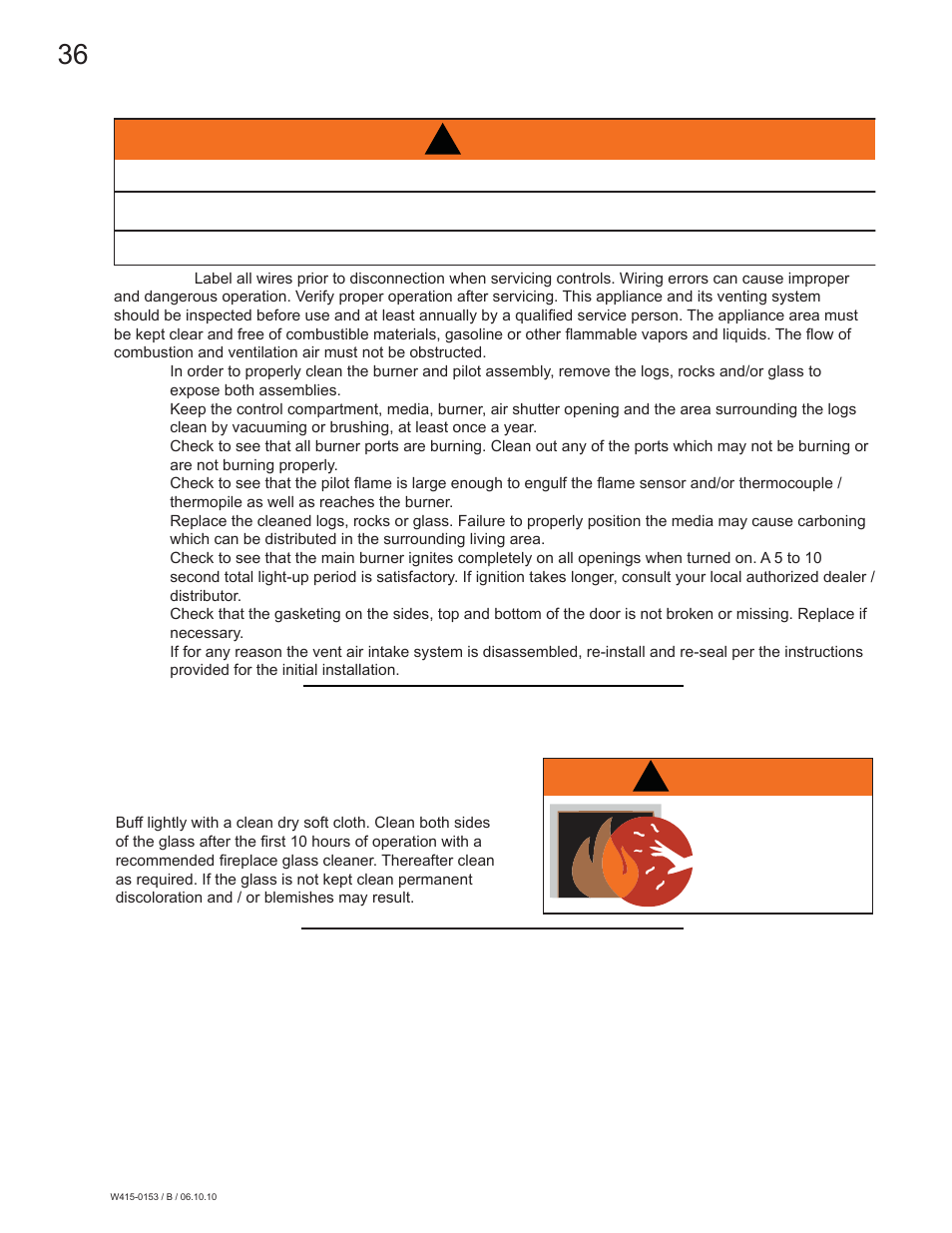 Warning, 0 maintenance, Maintenance | Napoleon Fireplaces GDS28P User Manual | Page 36 / 48