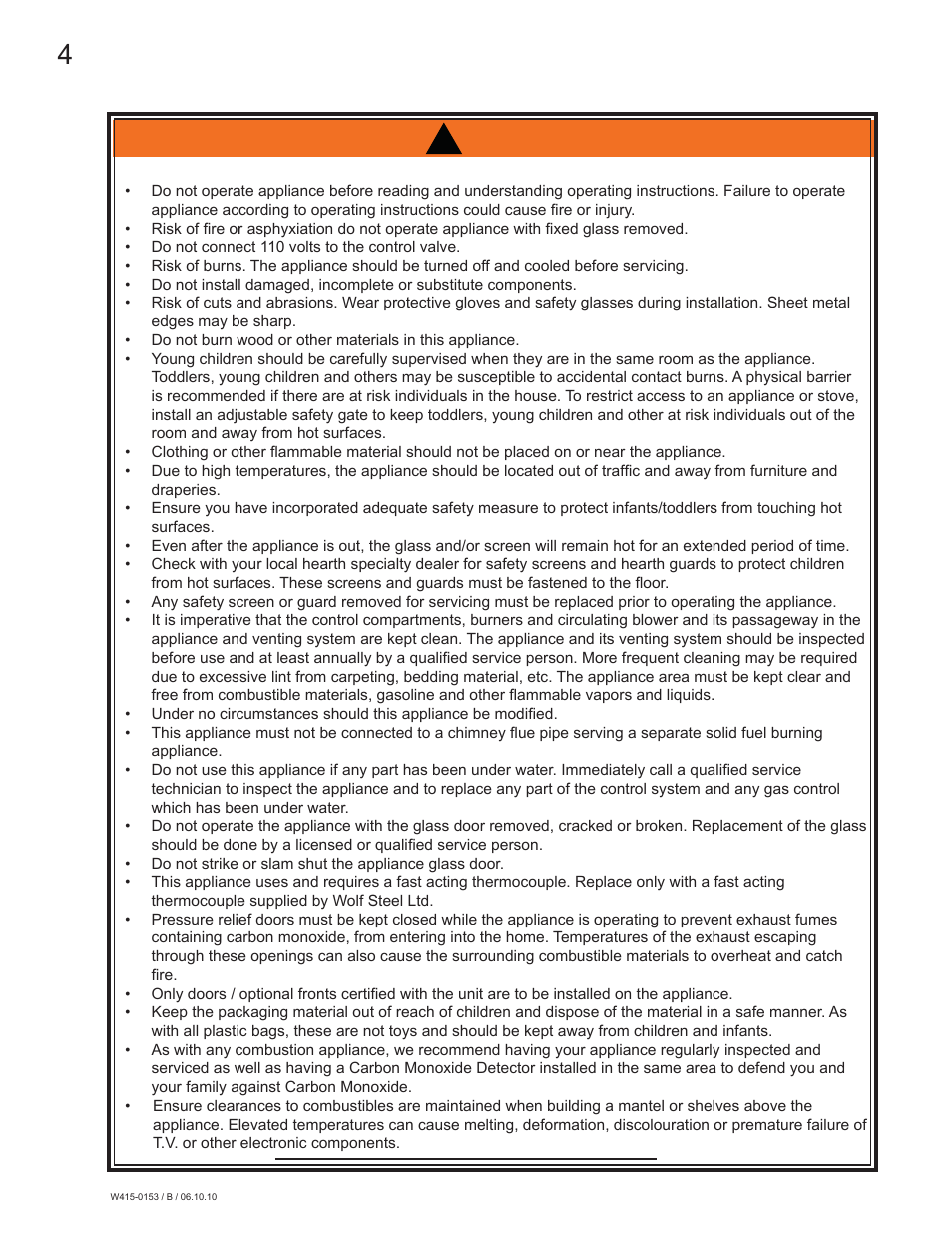 Warning, 0 introduction | Napoleon Fireplaces GDS28P User Manual | Page 4 / 48
