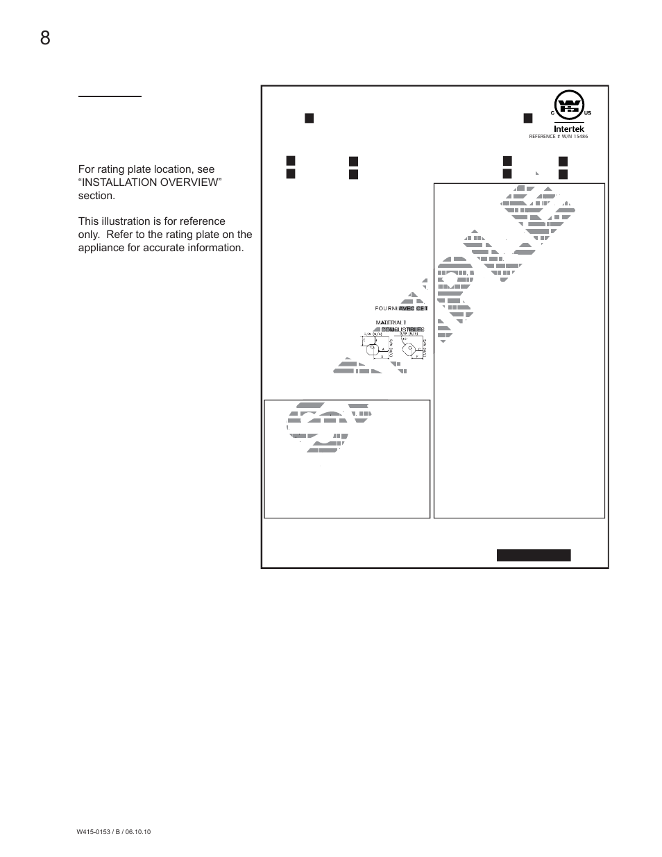 Sample, 4 rating plate information | Napoleon Fireplaces GDS28P User Manual | Page 8 / 48