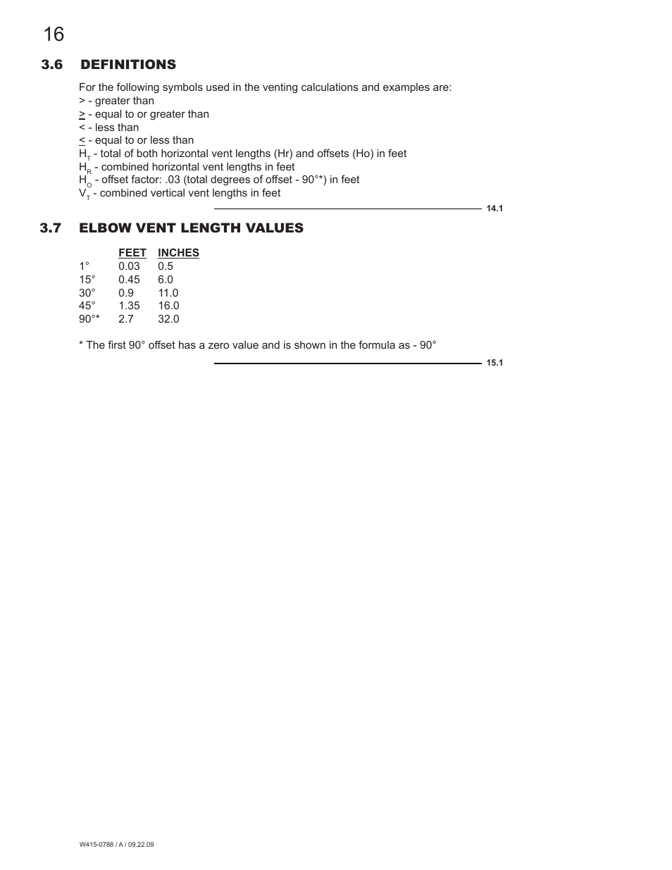 6 definitions 3.7 elbow vent length values | Napoleon Fireplaces GDS60N User Manual | Page 16 / 52