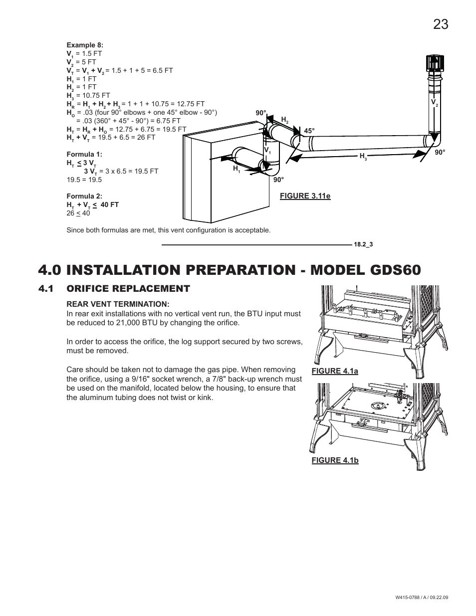 0 installation preparation - model gds60, 1 orifice replacement | Napoleon Fireplaces GDS60N User Manual | Page 23 / 52