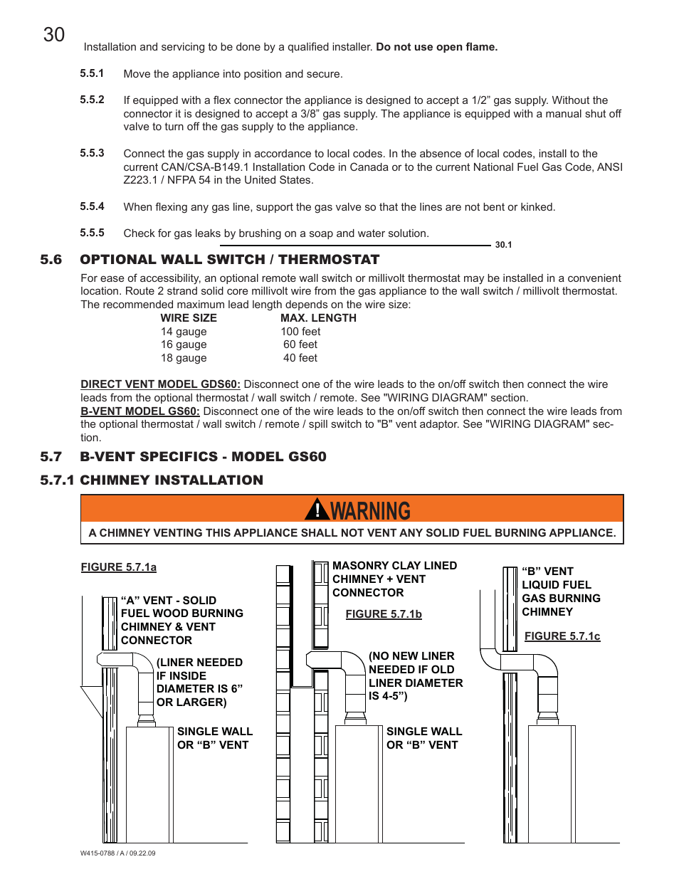 Warning | Napoleon Fireplaces GDS60N User Manual | Page 30 / 52