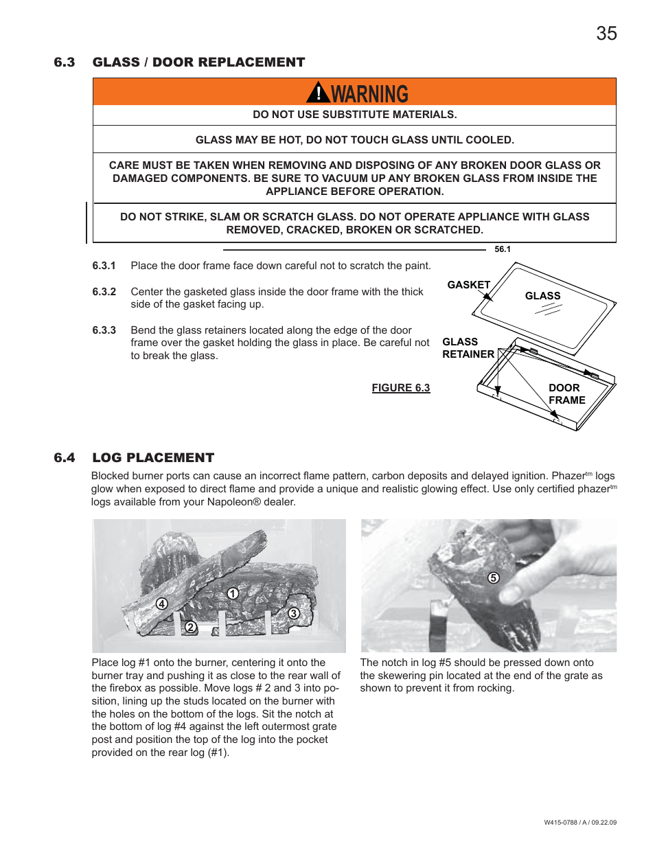 Warning | Napoleon Fireplaces GDS60N User Manual | Page 35 / 52