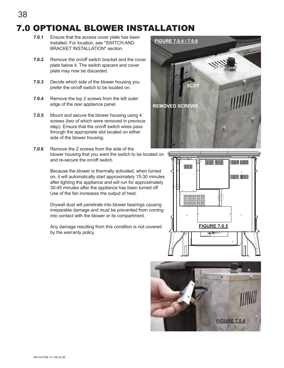 0 optional blower installation | Napoleon Fireplaces GDS60N User Manual | Page 38 / 52