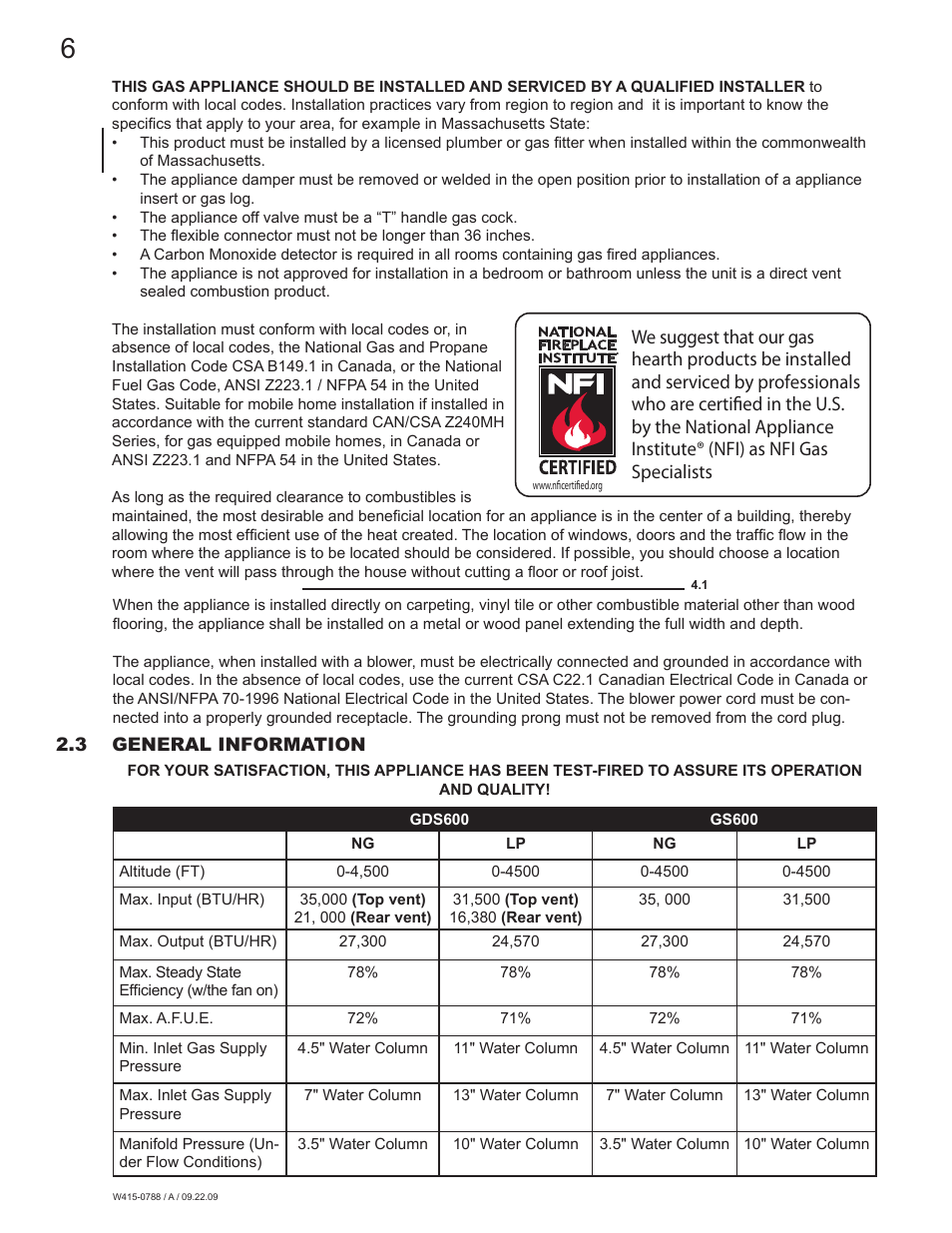 Napoleon Fireplaces GDS60N User Manual | Page 6 / 52
