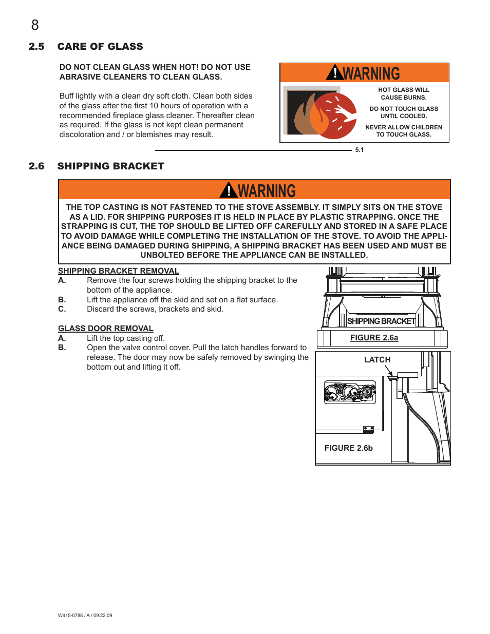 Warning | Napoleon Fireplaces GDS60N User Manual | Page 8 / 52