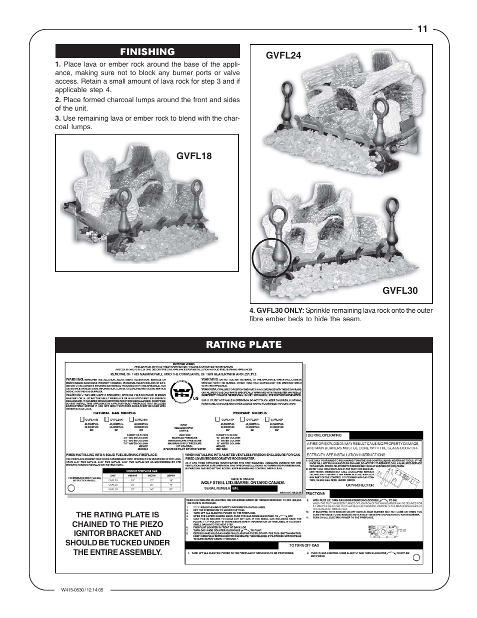 Napoleon Fireplaces GVFL18N User Manual | Page 11 / 12