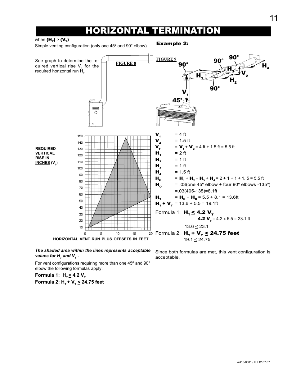 Horizontal termination, 90° h | Napoleon Fireplaces BGD42P User Manual | Page 11 / 28