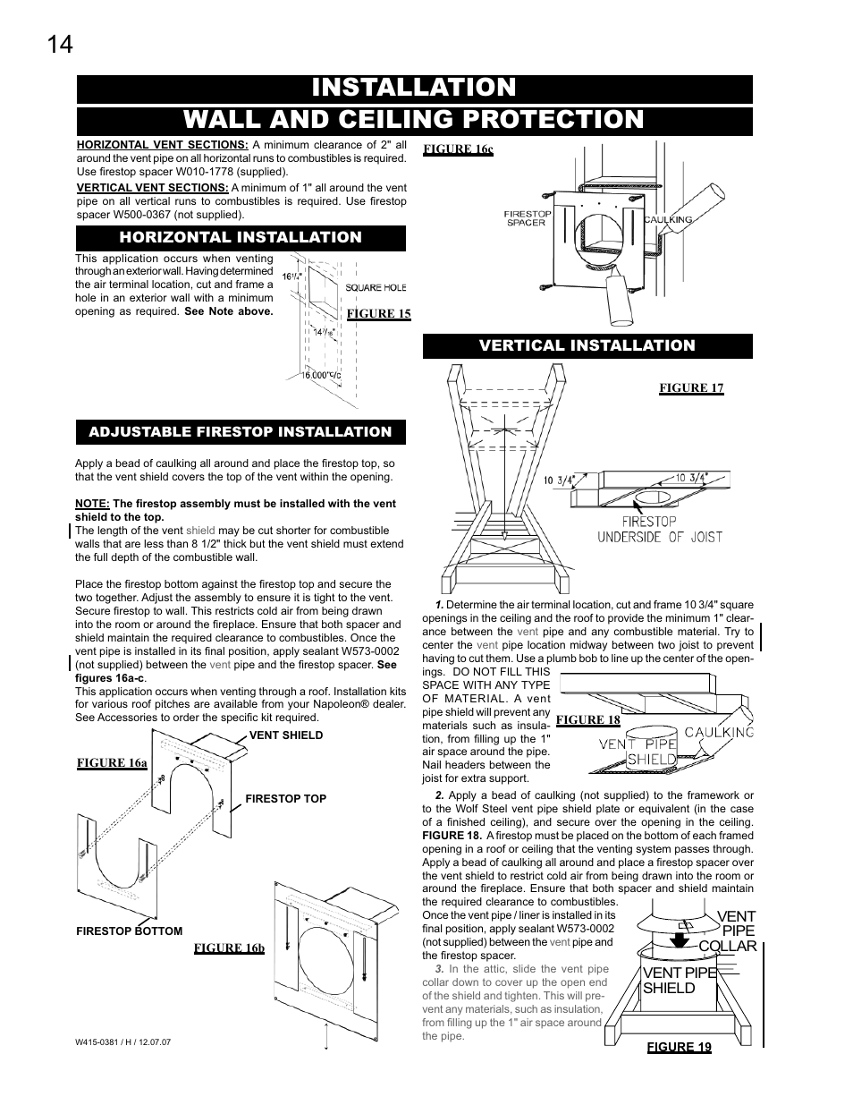 Installation wall and ceiling protection | Napoleon Fireplaces BGD42P User Manual | Page 14 / 28