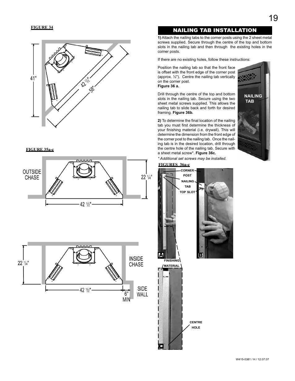 Ab c, Nailing tab installation | Napoleon Fireplaces BGD42P User Manual | Page 19 / 28