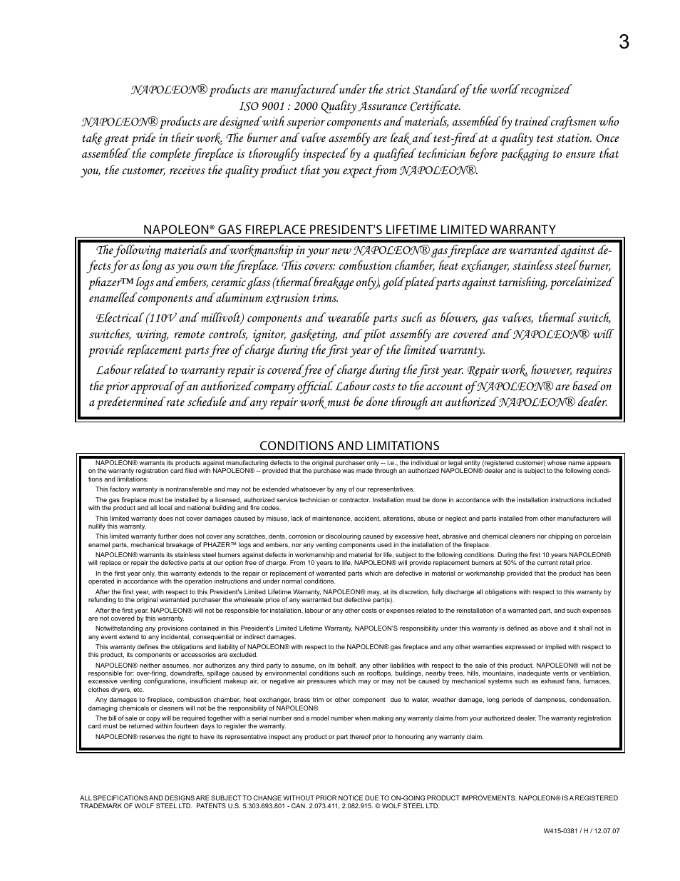 Napoleon Fireplaces BGD42P User Manual | Page 3 / 28