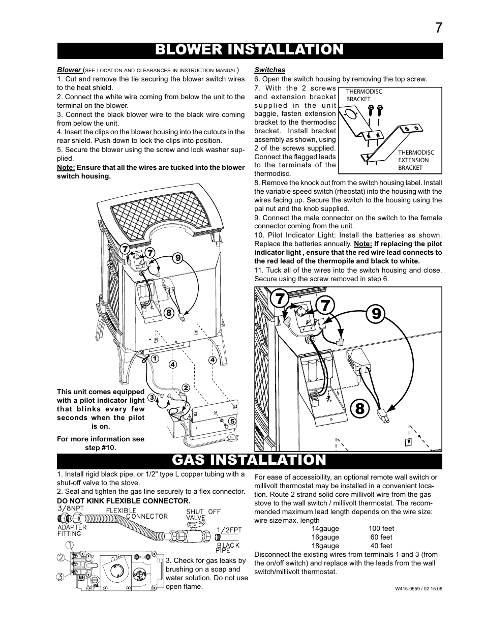Blower installation gas installation | Napoleon Fireplaces GVFS20P User Manual | Page 7 / 16