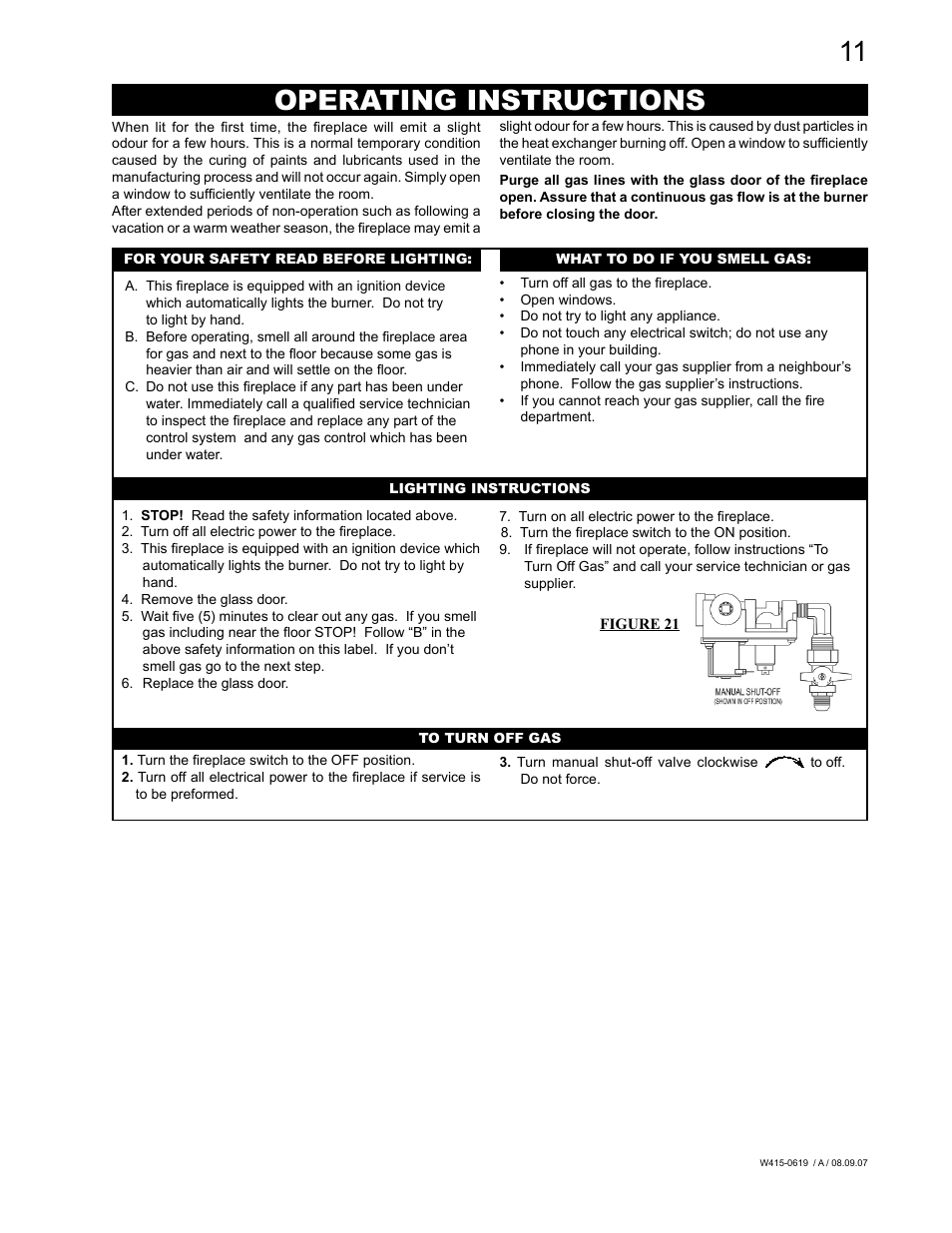 Operating instructions | Napoleon Fireplaces TORCH GT8N User Manual | Page 11 / 16