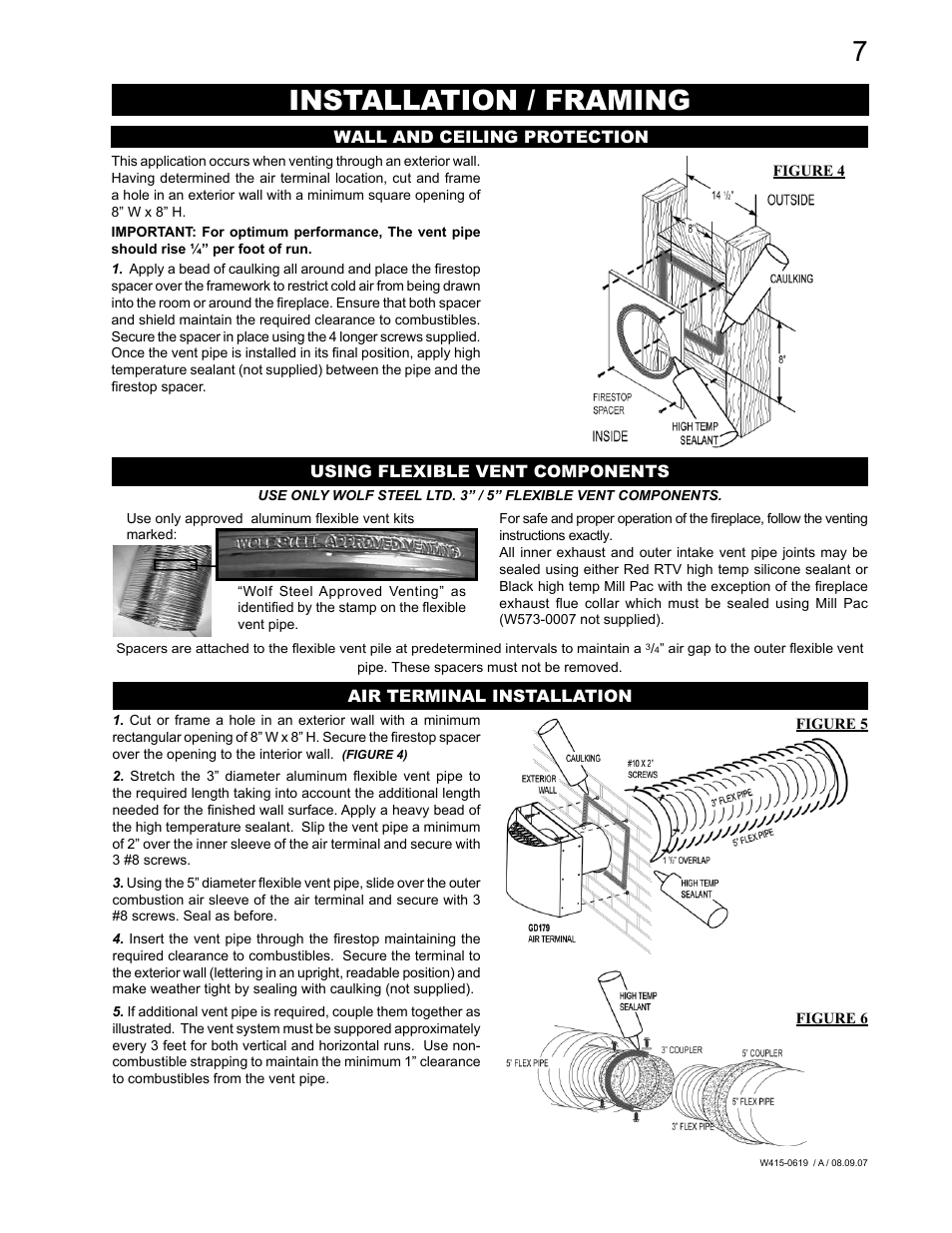 Installation / framing | Napoleon Fireplaces TORCH GT8N User Manual | Page 7 / 16