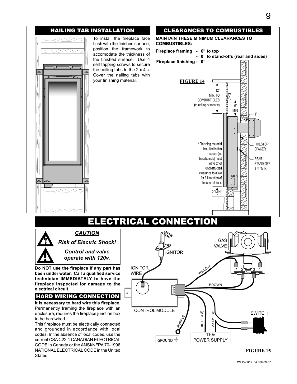Electrical connection | Napoleon Fireplaces TORCH GT8N User Manual | Page 9 / 16