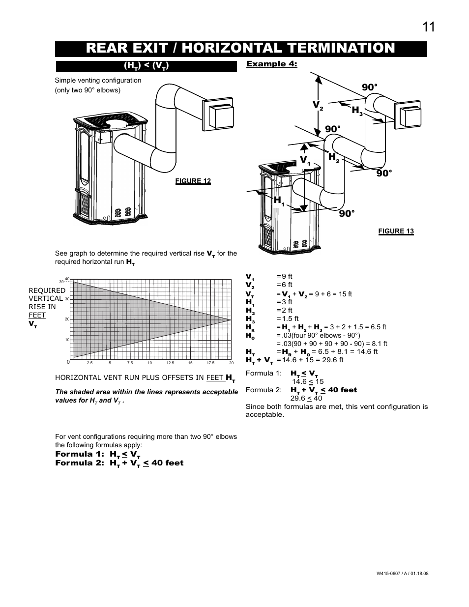 Rear exit / horizontal termination, 90° v | Napoleon Fireplaces Castlemore GDS26N User Manual | Page 11 / 32