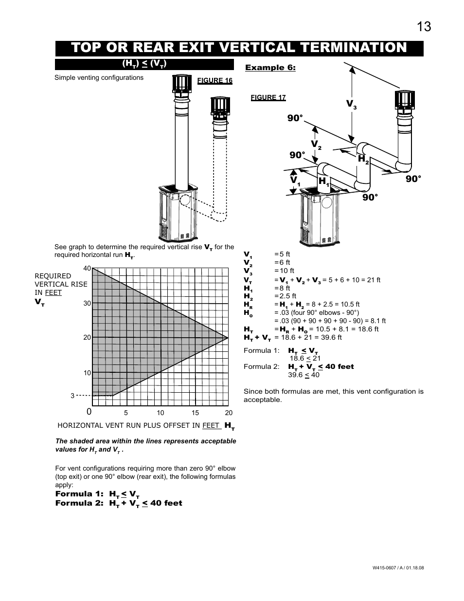 Top or rear exit vertical termination, 90° h | Napoleon Fireplaces Castlemore GDS26N User Manual | Page 13 / 32