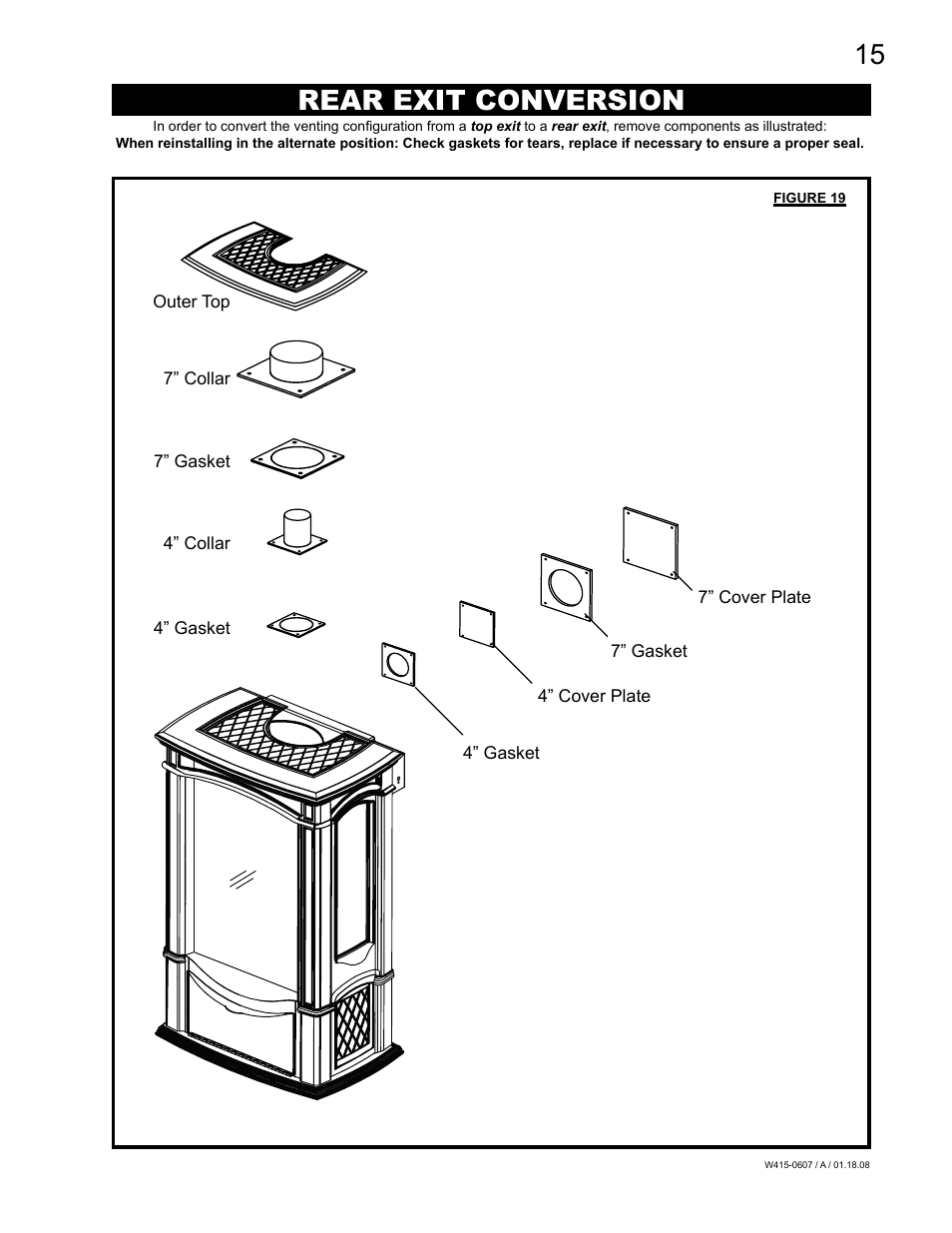 Rear exit conversion | Napoleon Fireplaces Castlemore GDS26N User Manual | Page 15 / 32