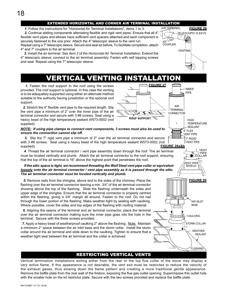 Vertical venting installation, Restricting vertical vents | Napoleon Fireplaces Castlemore GDS26N User Manual | Page 18 / 32