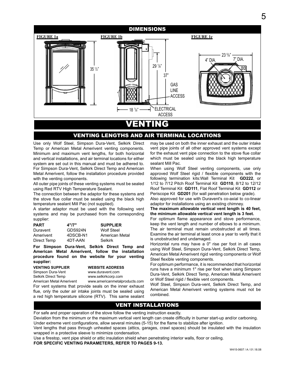 Venting | Napoleon Fireplaces Castlemore GDS26N User Manual | Page 5 / 32