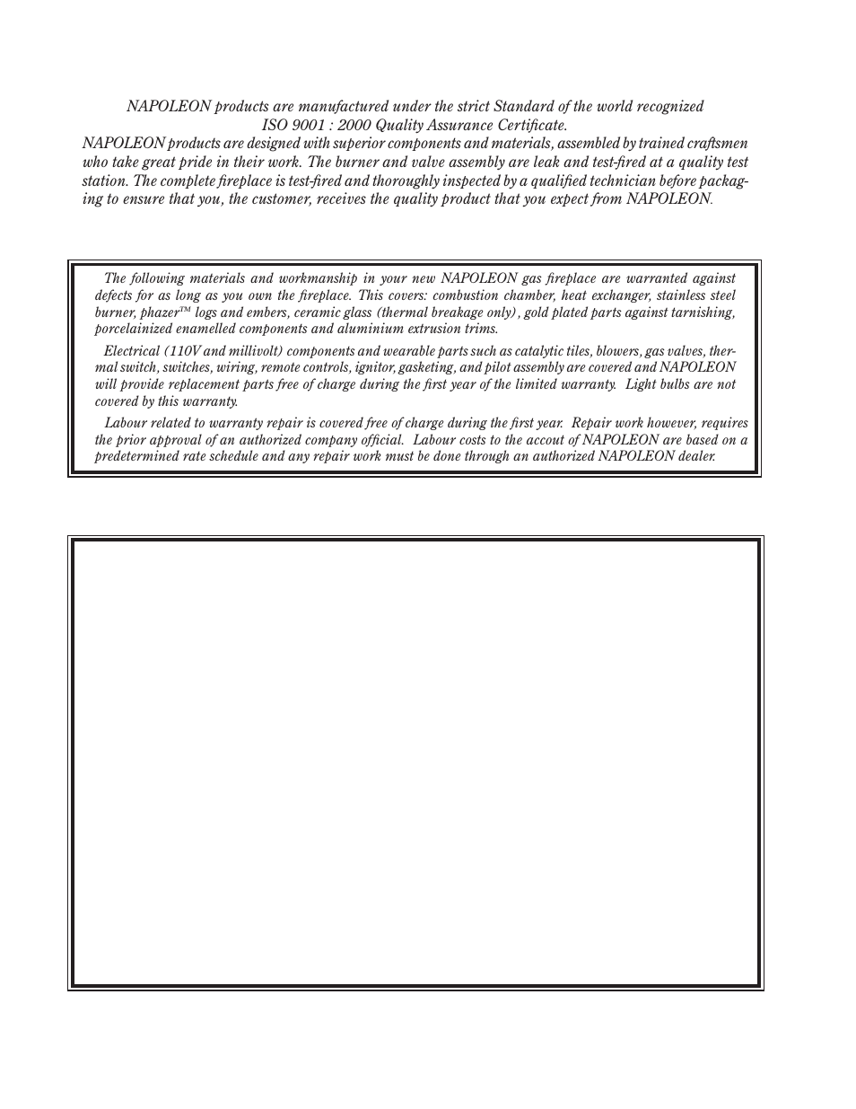 Conditions and limitations | Napoleon Fireplaces GDS25P User Manual | Page 4 / 28