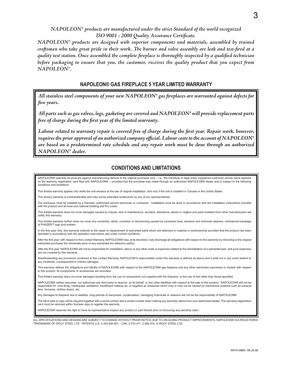 Napoleon Fireplaces GSST8N User Manual | Page 3 / 16