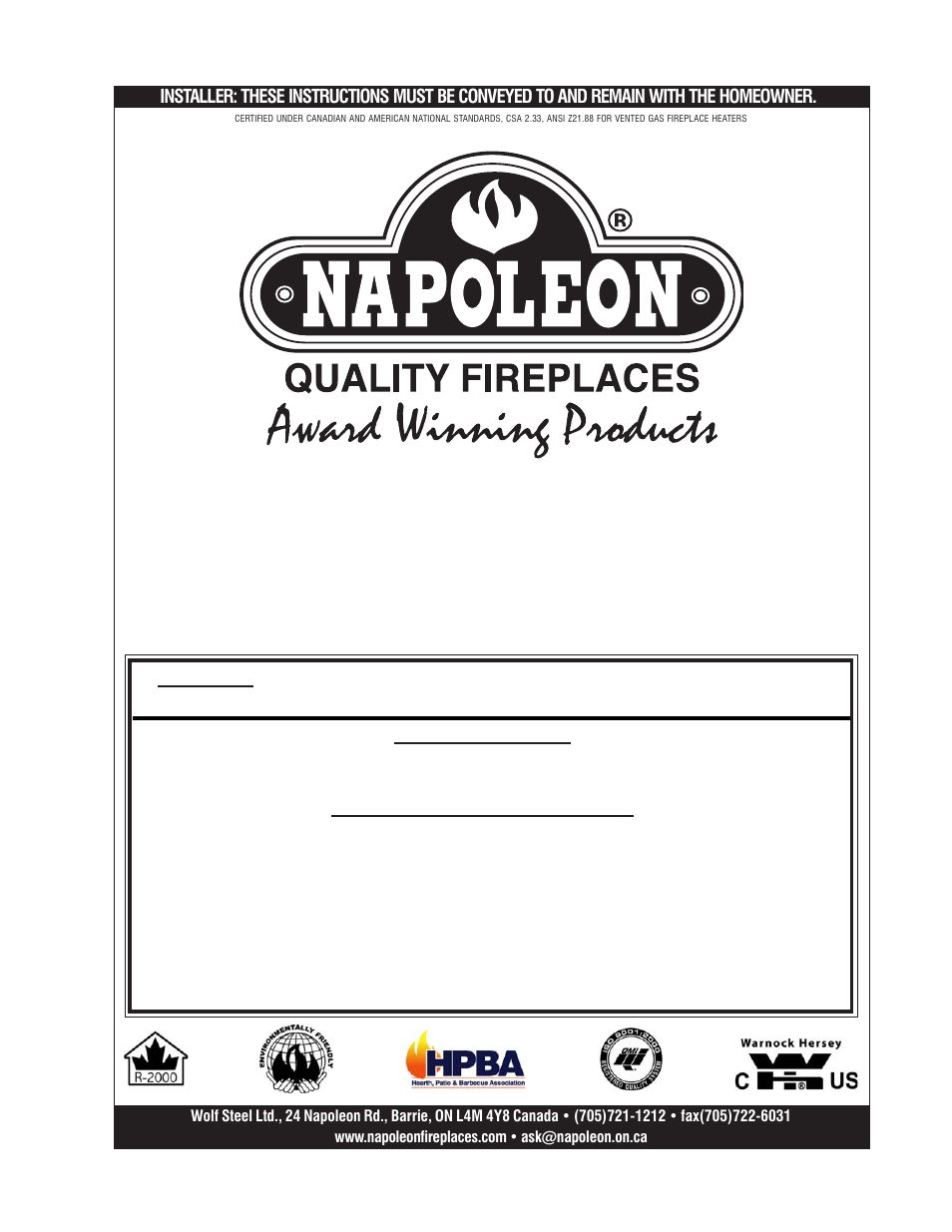 Napoleon Fireplaces GDS 50-N User Manual | 24 pages