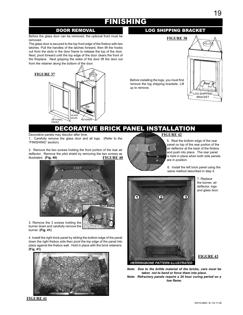 Finishing, Decorative brick panel installation | Napoleon Fireplaces GD82PT-PA User Manual | Page 19 / 32