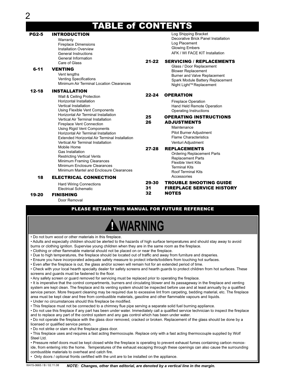 Napoleon Fireplaces GD82PT-PA User Manual | Page 2 / 32