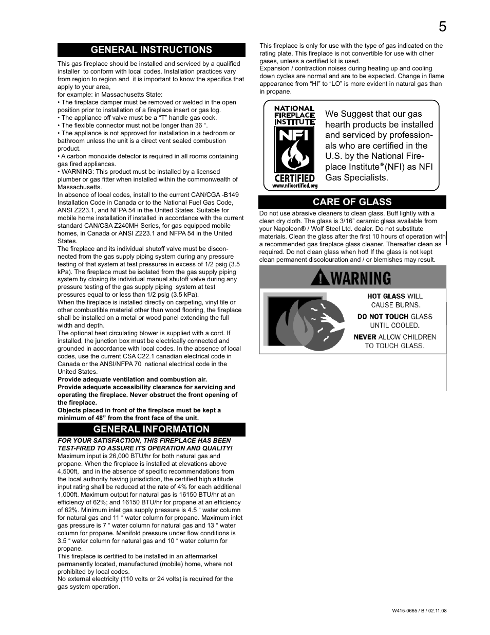 Napoleon Fireplaces GD82PT-PA User Manual | Page 5 / 32