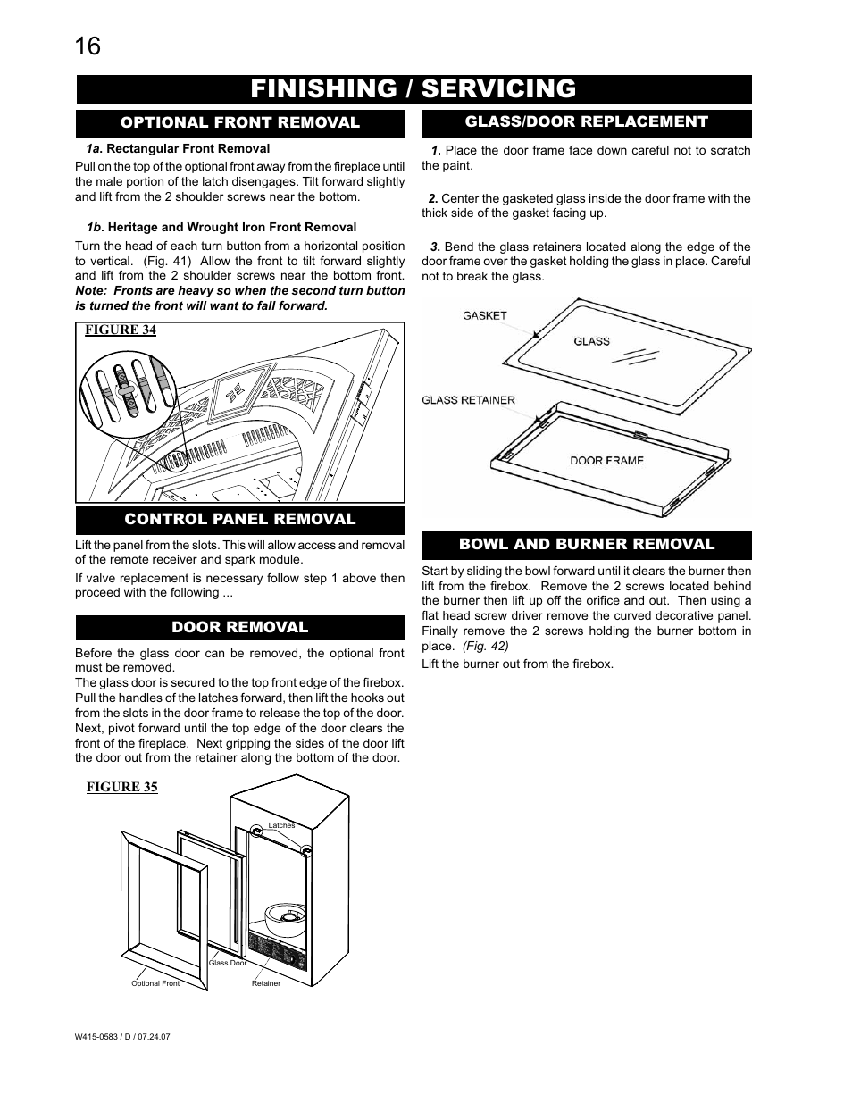 Finishing / servicing | Napoleon Fireplaces TUREEN GD82PT-T User Manual | Page 16 / 32