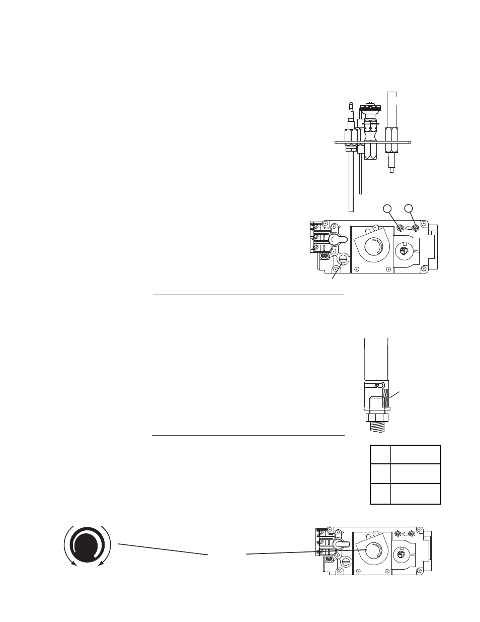 0 adjustments, 1 pilot burner adjustment, 2 venturi adjustment | 3 flame adjustment, Pilot burner thermocouple thermopile | Napoleon Fireplaces BGNV40-P User Manual | Page 26 / 38